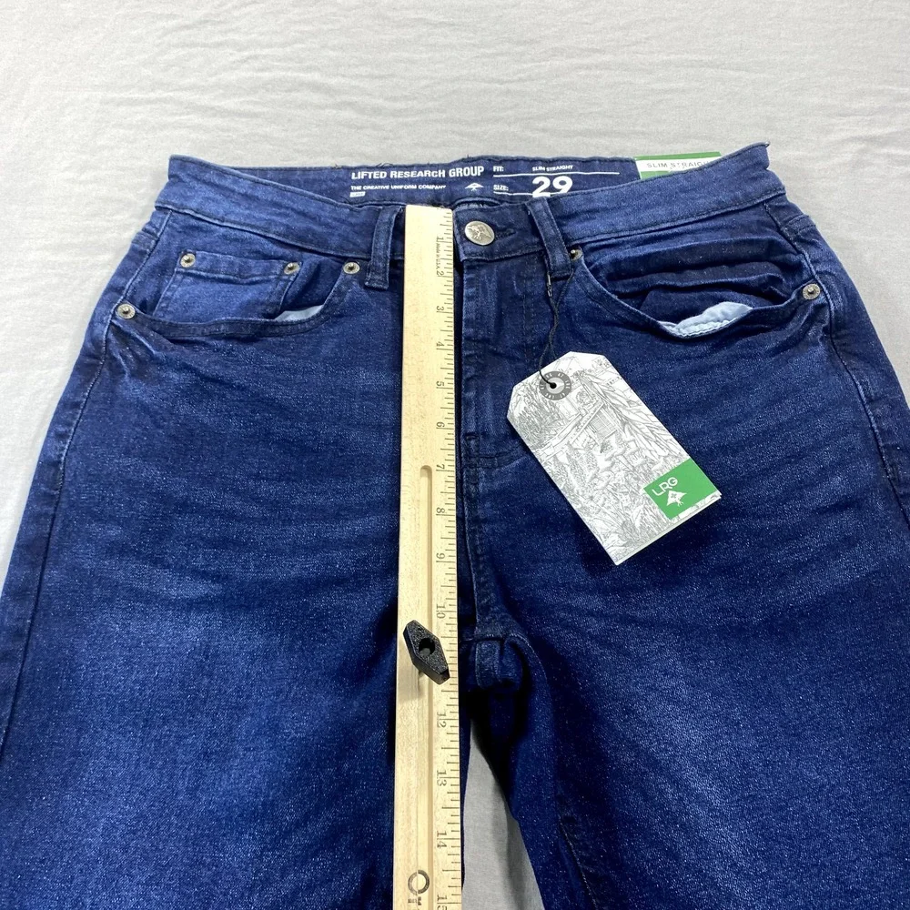 NEW LRG Lifted Research Group Jeans Mens 29x30 Slim Straight Stretch Dark Wash ^